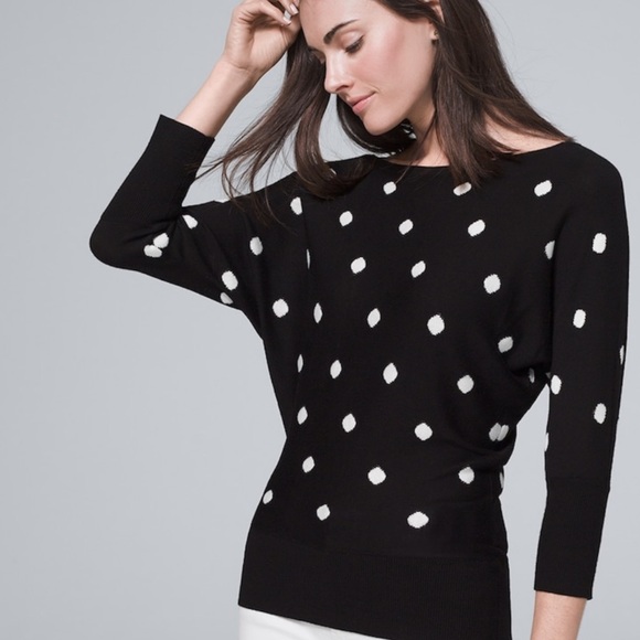 White House Black Market Sweaters - White House Black Market Polka Dot Dolman Sweater